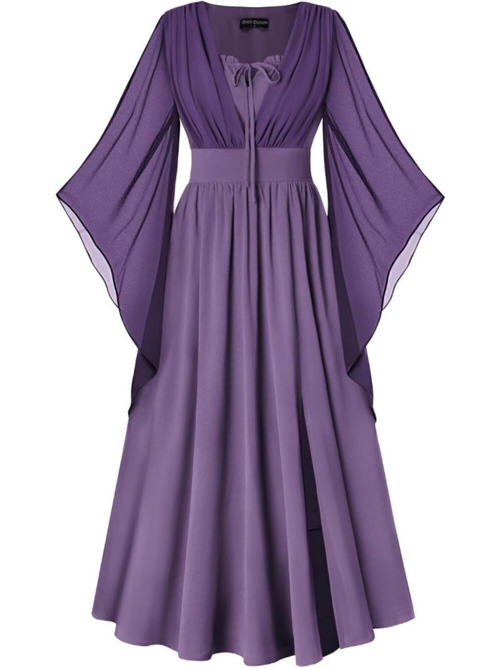 Scarlet Darkness Women Bell Sleeve Fairy  Witch Costume Split Maxi Dress-Purple